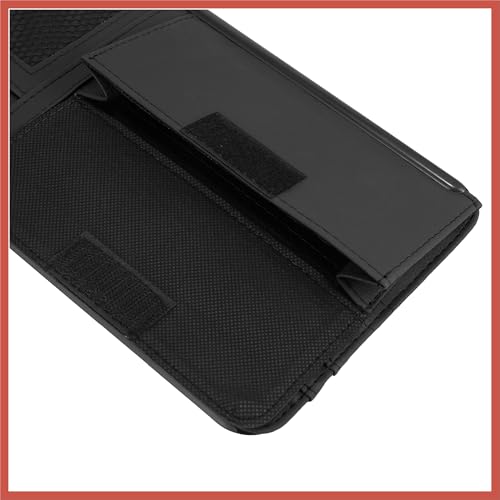 ACROPIX Black Universal Car Sun Visor Organizer Sunglasses Case Storage Pocket Hook and Loop Tape ABS PU Leather for SUV RV Truck Car Parts