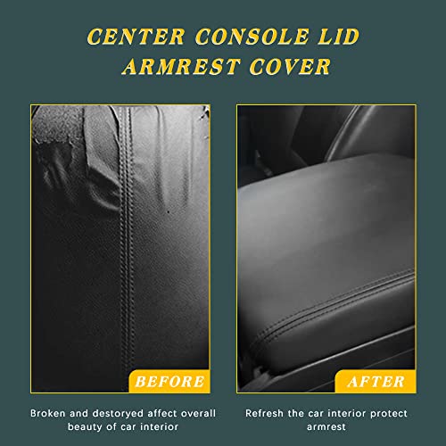 A ABIGAIL Center Console Armrest Cover Compatible with 2009 2010 2011 2012 2013 2014 2015 Honda Pilot Auto Leather Suture Console Lid Cover Replacement(Black) - color: Black, size: Center