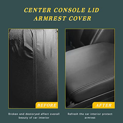 A ABIGAIL Center Console Armrest Cover Compatible with 2009 2010 2011 2012 2013 2014 2015 Honda Pilot Auto Leather Suture Console Lid Cover Replacement(Black) - color: Black, size: Center