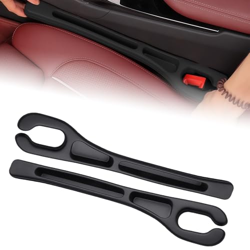 Car Seat Gap Filler, 2 PCS Car Seat Gap Filler Organizer with Storage Slot, Anti-Drop Side Console Storage Pocket, Universal for Auto SUV Truck Interior Accessories, Black