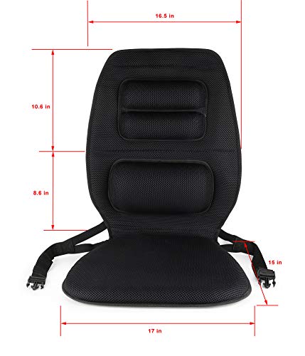 FOMI Premium Gel Cushion and Firm Back Support | Seat Cushion Pad and Upper Lower Thoracic and Lumbar Pillow for Car, Office Chair | Pressure Sore, Coccyx Pain Relief | Posture Aid (Grid Gel) - size: Back - 19"