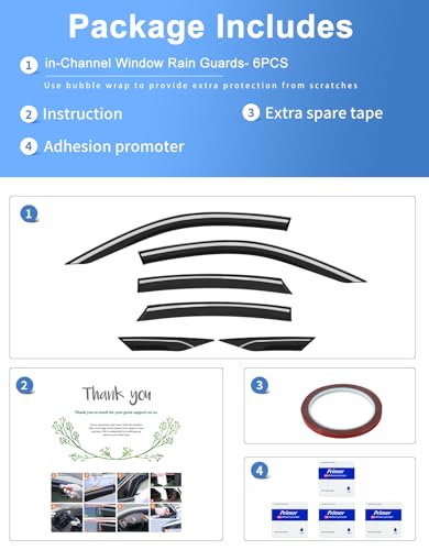 6-PCS Extra-Thick Rain Guards Fit for Honda Civic Sedan 4dr LX 2016-2021 Extra Durable Tape-on Window Rain Guard Window Deflectors Vent Shades Window Visor Vent Visors Exterior - size: Fit for 2016-2021 Honda Civic Sedan 4dr LX