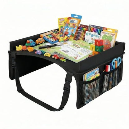 Car Seat Tray for Kids Travel - Carseat table Top for Toddler,Children’s Activity Tray Table for Car,Kids Plane Tray Cover(Black) - color: Black
