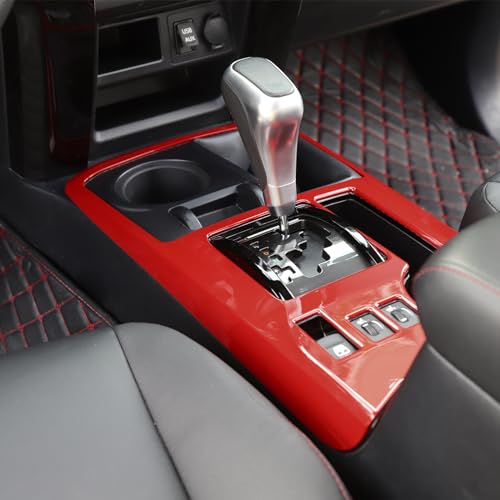 Jimen Compatible with Toyota 4Runner 2010-2023, Gear Shift Panel Cover Interior Trim Accessories (Red) - color: Red