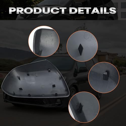 Compatible with 2012-2020 Toyota Sienna Left Side Mirror Cover Cap, Black Driver Side Clip-on Mirror Cap Replacement Without Turn Signal Light Replaces for 87945-08010 - color: Left Black