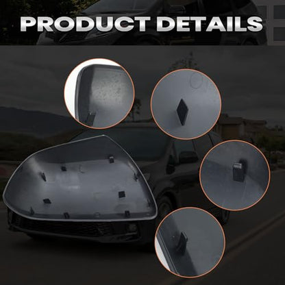 Compatible with 2012-2020 Toyota Sienna Left Side Mirror Cover Cap, Black Driver Side Clip-on Mirror Cap Replacement Without Turn Signal Light Replaces for 87945-08010 - color: Left Black