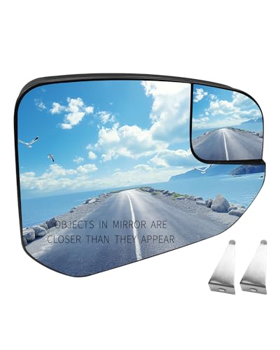 Passenger Right Heated Mirror Glass with Blind Spot Fit for Ford Transit Connect 2014–2023 Replace DT1Z-17K707-F FO1325168, Replacement Mirror Glass w/ABS Holder - size: Passenger Side