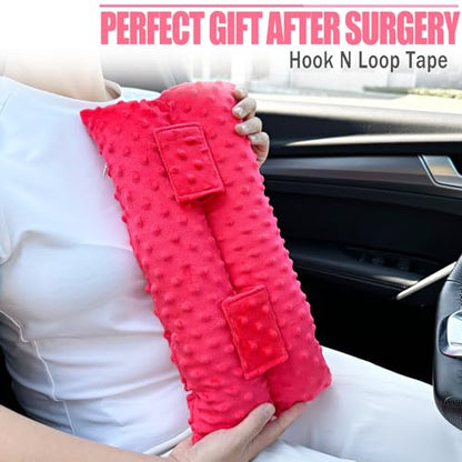 Hysterectomy Seatbelt Pillow Hysterectomy Recovery Must Haves Post Surgery Abdominal Pillows with Ice/Hot Pocket for Tummy Tuck C-Section Recovery Gifts Minky Dot Red - color: Minky Dot Red