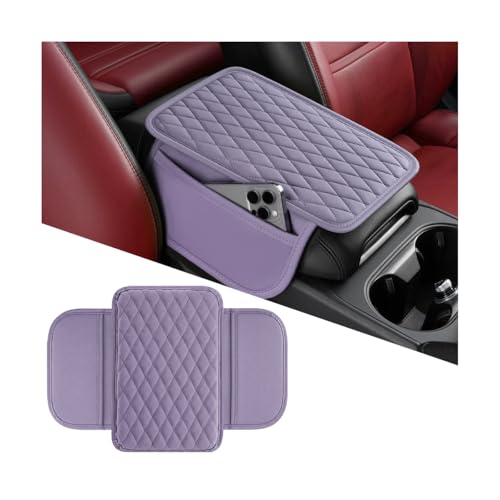 Mandark Car Center Console Cover, Microfiber Leather Vehicle Armrest Protector Cushion with 2 Storage Bags, Auto Interior Arm Rest Seat Box Pad Accessories, Universal for SUV, Sedan, Truck (Purple) - color: Purple