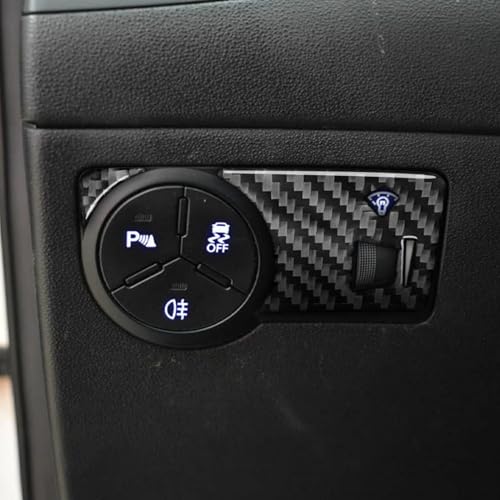 Interior Decals Compatible with Hyundai Genesis Coupe 2013 2014 2015 2016 Headlight Switch Control Button Real Carbon Fiber Trim Stickers - color: Headlight Switch