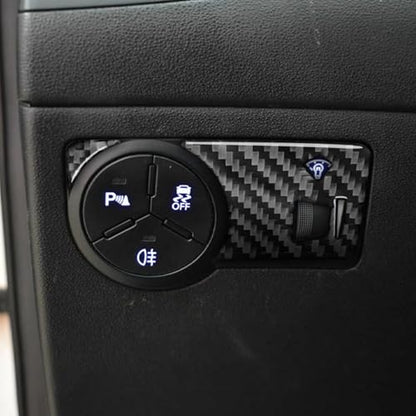 Interior Decals Compatible with Hyundai Genesis Coupe 2013 2014 2015 2016 Headlight Switch Control Button Real Carbon Fiber Trim Stickers - color: Headlight Switch