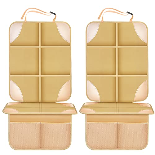 Meolsaek Car Seat Protector, Non-Slip Backing Will Not Leave Imprint, Waterproof Thicker Car Seat Cover for SUV, Sedan, Truck, Leather Car Seat Cushion (Ochre) - color: Ochre