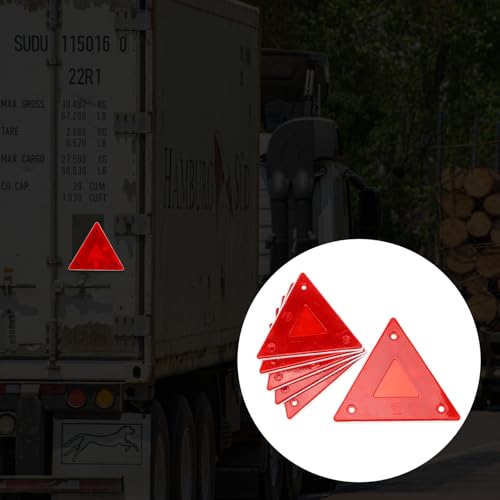 6 Pcs Red Safety Reflector Warning Sign, 6"x6" Slow Moving Vehicle Triangle Sign, Safety Triangles Dot Approved Road Outdoor Use for Outdoor Truck, Car, Golf Cart