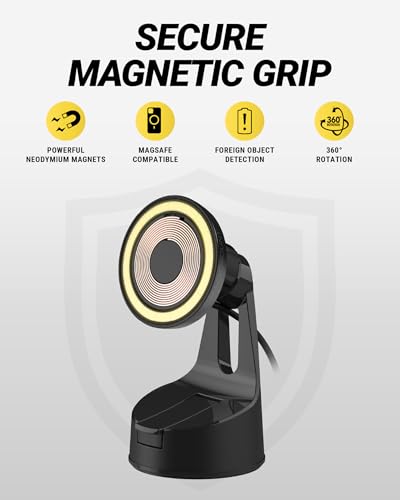 Scosche MPQTRWD Qi2 MagSafe Car Mount Charger 25W Fast Wireless Charging Phone Holder for Windshield or Dashboard, Magnetic Cell Phone Mount Compatible with iPhone 17/16/15/14/13 Series & Samsung S25 - style: Window / Dash Suction