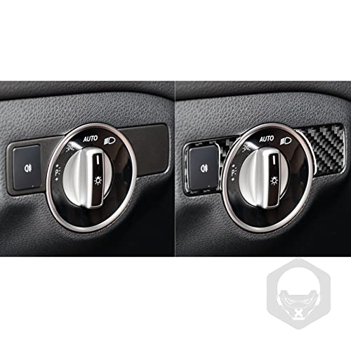 NVCNX Carbon Fiber Compatible with Mercedes-Benz C-Class W204 C250 C300 C350 C63 AMG 2011 2012 2013 2014 Sedan /2012-2015 Coupe Accessories Dash Headlight Switch Cover Interior Trim Sticker Decal 2PCs - color: Dash Headlight Switch Button Trim - for 2011+