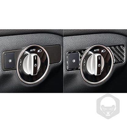 NVCNX Carbon Fiber Compatible with Mercedes-Benz C-Class W204 C250 C300 C350 C63 AMG 2011 2012 2013 2014 Sedan /2012-2015 Coupe Accessories Dash Headlight Switch Cover Interior Trim Sticker Decal 2PCs - color: Dash Headlight Switch Button Trim - for 2011+