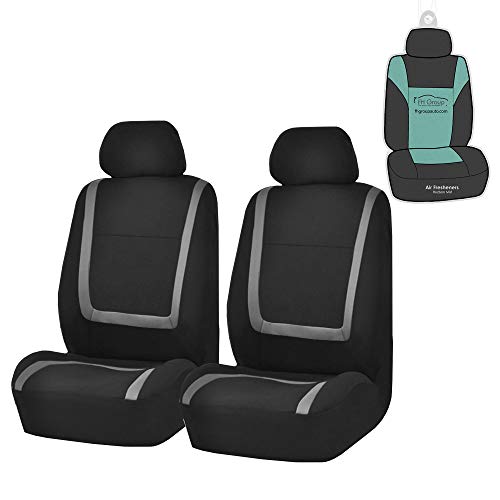 FH Group Front Seats Only Car Seat Covers Low Back - Unique Cloth Interior Accessories Car Seat Covers Gray Seat Cover Front Set - Universal Fit Cars Trucks SUV Car Seat Protector Accessories - color: Gray, size: Front Set
