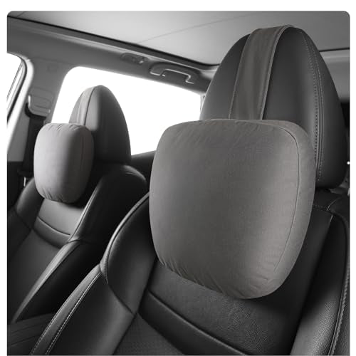 2pcs Car Neck Pillow for headrests,Support Drive Seats Head Cushion Pillows,Microfiber Velvet,Plant-Based Polyester,Thickness & Height Adjustable,11.8x7.5,Inner Liner fillable(Grey) - color: Grey, size: Vertical Strap Upgraded Version 2pcs