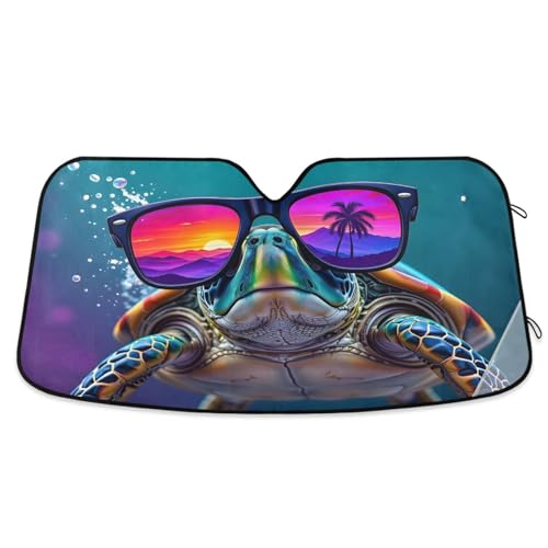 Windshield Sun Shade Sea Turtle Summer Front Window Block UV Shades Visor Reflective Retractable for Car SUV Trucks - color: B005