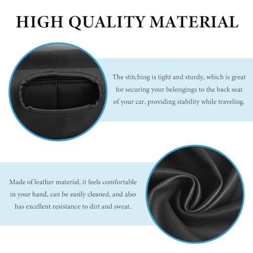 Car Back Seat Organizer, Leather Automotive Rear Seat Couch Cup Holder Expander Tray, Vehicle Cup Holder Tray Holds Snacks Remotes Phones for Truck RV Boat Couch Pillow Bed - color: Black