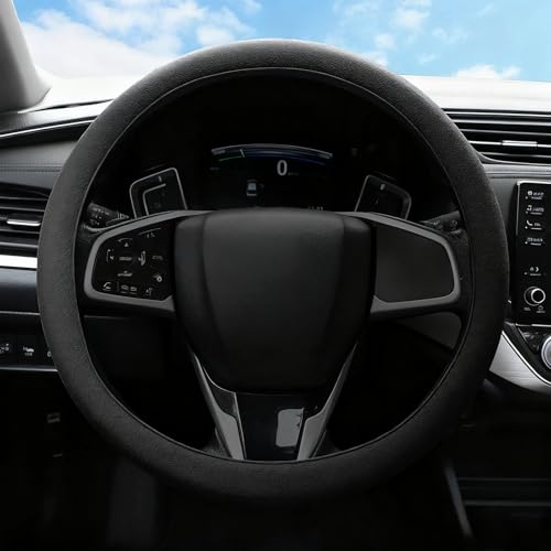 Car Steering Wheel Cover, Non-Slip Silicone Material, Universal Interior Accessories Soft Steering Wheel Cover for Women & Men, Suitable for Most Cars (Black) - color: Black