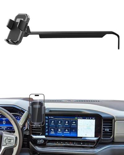 PZK Car Phone Mount for 2022-2025 2026 Chevy Chevrolet Silverado 1500/GMC Sierra 1500 LT/RST/ZR2/LTZ/LT Trail Boss/High Country Accessories 13.4-Inch Screen Auto Lock Chevy Phone Holder 360° Rotation - color: Auto Lock, size: Silverado 1500 /GMC Sierra 15