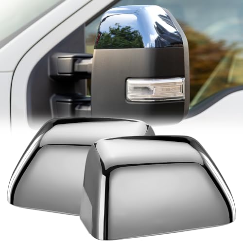 Chrome Tow Mirror Cover Caps Left & Right Rearview Side Mirror Covers Compatible with Ford F250 F350 F450 Super Duty 2017-2024 Replaces HC3Z-17D743-AA-1 Pair - size: Fit for Ford F250 F350 F450 2017-2024-Chrome