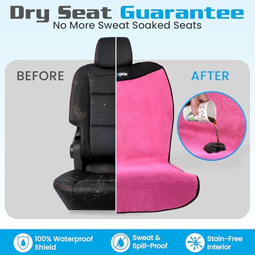 HAPPEGEAR Happeseat Waterproof Car Seat Cover & Protector – Universal Fit Car Seat Towel Cover – Non-Slip Backing, Easy Install & Storage, Machine Washable, Fits Front & Back, Pink - color: Pink