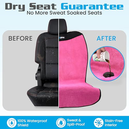 HAPPEGEAR Happeseat Waterproof Car Seat Cover & Protector – Universal Fit Car Seat Towel Cover – Non-Slip Backing, Easy Install & Storage, Machine Washable, Fits Front & Back, Pink - color: Pink