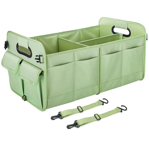 titiyiof Trunk Organizer For Suv & Sedan,Car Organizers and Storage, Waterproof Collapsible & Adjustable Straps,75L Sturdy Car Organization for Car Accessories, Tools,Sundries,2-3Compartment（Green - color: Fruit Green, size: Large (75L)