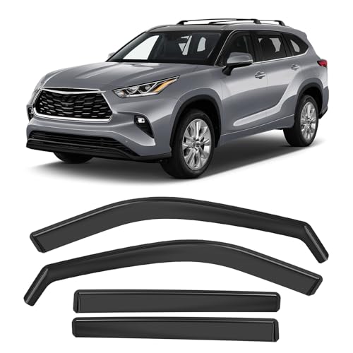 in Channel Rain Guards Fit for Toyota Highlander 2021 2022 2023 2024 2025 2026, Durable Side Window Wind Deflectors & Visors 2021-2026 Highlander Wind Deflectors 4 PCS - size: 2021-2024 Toyota Highlander (In-Channel)