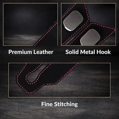 Premium Leather Car Headrest Hooks for Purses, 2 Pack Heavy Duty Car Seat Hooks, 360° Rotatable Back Seat Hanger Organizer, Metal Car Hooks for Bags, Groceries, Handbags (2, Black) - color: Black