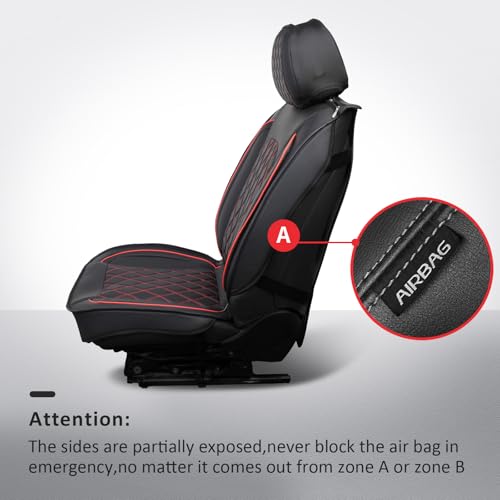 MIROZO Tacoma Front Seat Covers, Waterproof Truck Seat Covers Fit for 2016-2023 Toyota Tacoma Crew Cab,Leather Automotive Seat Cover Car Seat Covers (Black and Red,2PCS Front) - color: Black And Red, size: 2PCS Front（2016-2023 Tacoma）