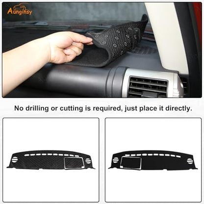 Aunginsy Car Dashboard Cover Mat Compatible with Toyota FJ Cruiser 2007-2021 SUV Dashboard Dash Cover Nonslip Black Mat Sun Pad Dash Carpet Sunshade Glare UV Rays Protector Car Interior Accessories - color: Black(LHD)