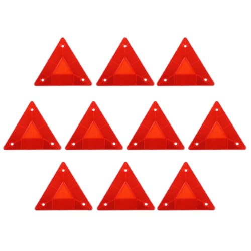 Alipis 10pcs Plastic Car Reflectors Triangle Warning Signs Vehicle Rear Marker Boards Truck Reflective Safety Triangles for Roadside Emergency