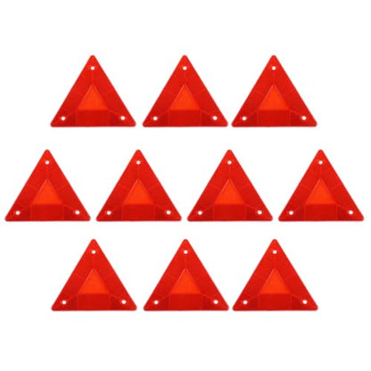 Alipis 10pcs Plastic Car Reflectors Triangle Warning Signs Vehicle Rear Marker Boards Truck Reflective Safety Triangles for Roadside Emergency