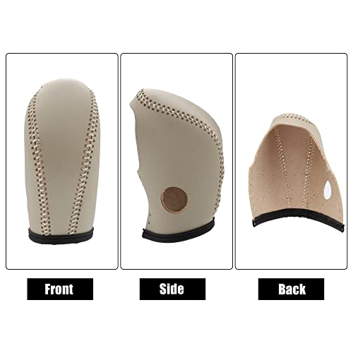 X AUTOHAUX Car Faux Leather Gear Shift Knob Cover Automatic Transmission Boots Shift Lever Sheath for Nissan Pathfinder 2013-2020 Beige
