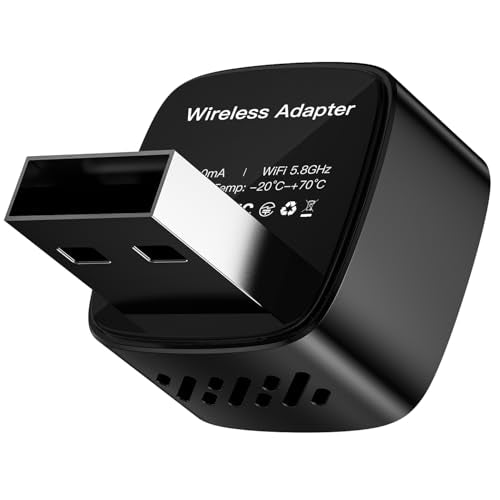 Mini Wireless CarPlay Adapter for iPhone/Android Auto, 2-in-1 Wired to Wireless Car Dongle, One-Click Switch, 5s Auto Reconnect, 5.8GHz WiFi+Bluetooth5.4, Compatible with iOS10+/Android10+，Black