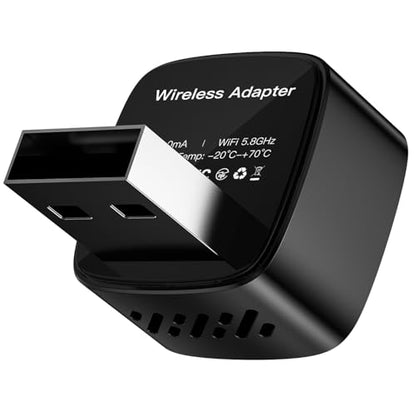 Mini Wireless CarPlay Adapter for iPhone/Android Auto, 2-in-1 Wired to Wireless Car Dongle, One-Click Switch, 5s Auto Reconnect, 5.8GHz WiFi+Bluetooth5.4, Compatible with iOS10+/Android10+，Black