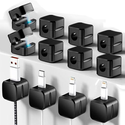 SaiTech IT Magnetic Cable Clips, Cord Organizer Holder, for Desk Cable Management, Adhesive Wire Keeper for Car, Office Home Desktop, Wall, Night Table (12 Pack) - size: 12 Pack