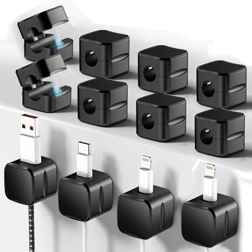 SaiTech IT Magnetic Cable Clips, Cord Organizer Holder, for Desk Cable Management, Adhesive Wire Keeper for Car, Office Home Desktop, Wall, Night Table (12 Pack) - size: 12 Pack
