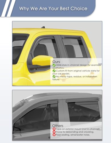 in-Channel Window Rain Guard for Nissan Frontier 2022-2025 2026 Crew Cab Rain Guards Side Truck Window Visors Low Profile Vent Visor Window Deflectors Vent Shades Car Accessories-4pcs - size: 2022-2026 Nissan Frontier Crew Cab