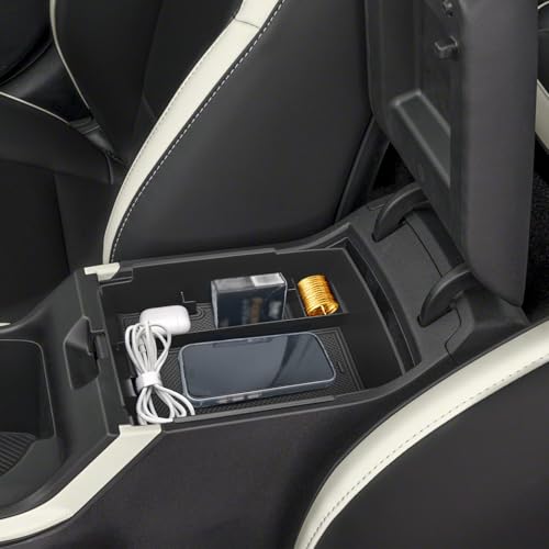 ABS Center Console Organizer Compatible with Kia K4 2025 2026 Storage Box Interior Accessories Embedded Storage Armrest Box (Black)