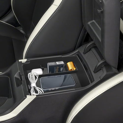 ABS Center Console Organizer Compatible with Kia K4 2025 2026 Storage Box Interior Accessories Embedded Storage Armrest Box (Black)