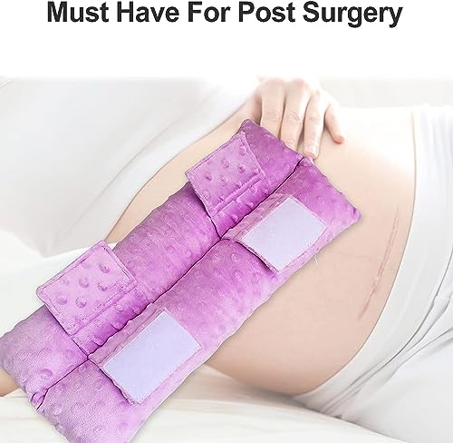 Hysterectomy Pillow Abdominal Post Surgery Pillows with Pocket Comfort for Ice Heat Packs Tummy Tuck Belly Incision Recovery Seatbelt Gifts Women Patients (Lavender) - color: Lavender