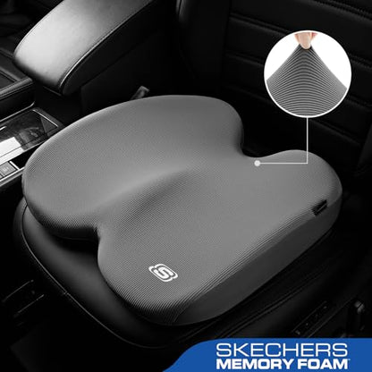 Skechers Seat Cushion, Ergonomic Memory Foam Cushion for Long Sitting Hours on Office & Home Chair, Car Seat Cushion for Sciatica, Coccyx Cushion,Gray - color: Gray