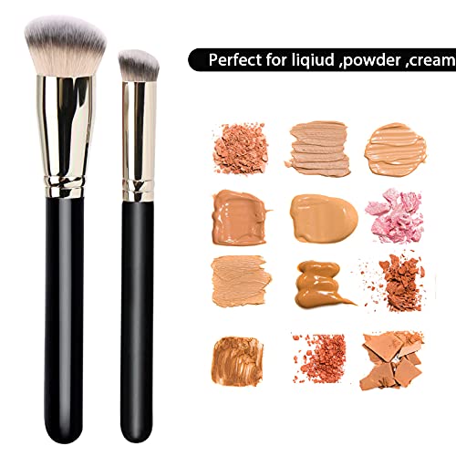 Makeup Brushes DPOLLA Pro Foundation Brush and Flawless Concealer Brush Perfect for Any Look Premium Luxe Hair Contour Brush Perfect for Blending Liquid,Buffing,Cream,Sculpting,Mineral Makeup - color: Black