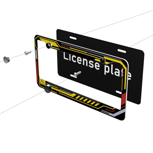 Cyber Racing License Plate Frame Gaming Tech Futuristic HUD Personalise Stainless Steel Funny Design Compatible with Standard License Plate Holder for USA and Canada 6.3 x 12.2 in - color: Cyber Racing, size: 6.3 X 12.2 In-1PC