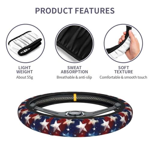 4th of July Steering Wheel Covers Non Slip Neoprene Universal 15 Inch Steering Wheel Protector Car Cover for Men Women - color: 4th Of July