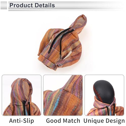 1 Pc Universal Gear Shift Knob Cover Automotive Manual Stick Shifting Handle Protector Hoodie Style Colorful Gradient Polyester
